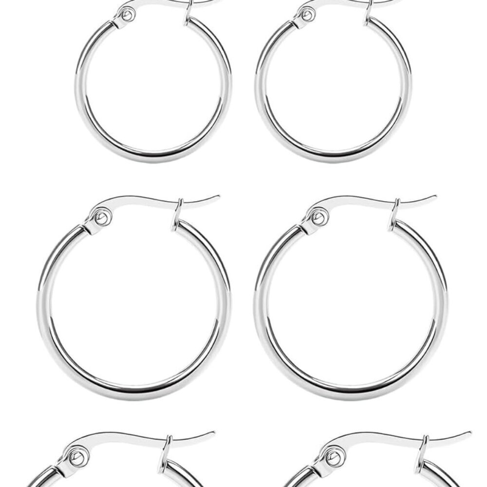 Titanium Hoop Earrings Set for Sensitive Ears 4 Sizes Hypoallergenic Lightweight